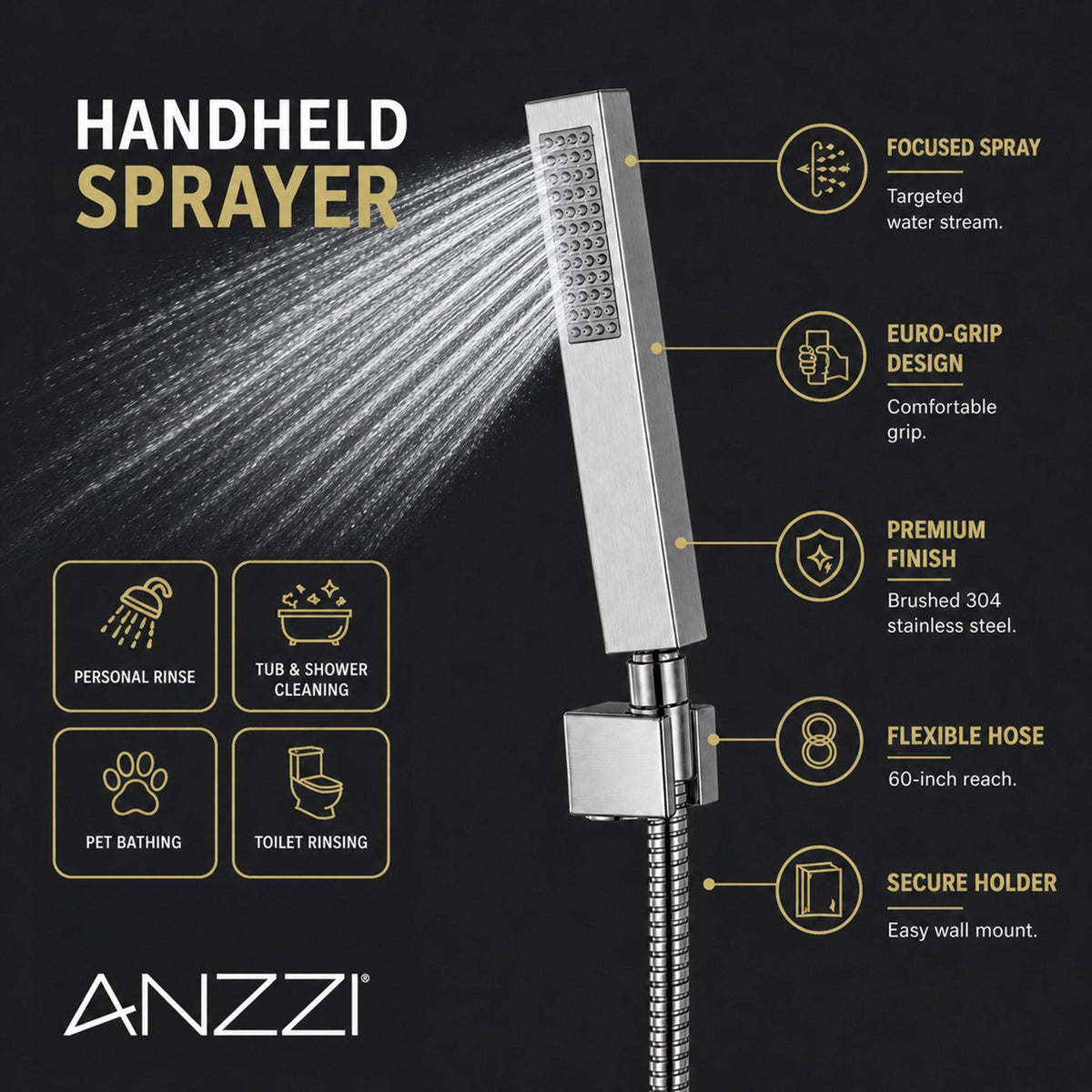 Shower Panel, VISOR Jetted Full Body Brushed Steel