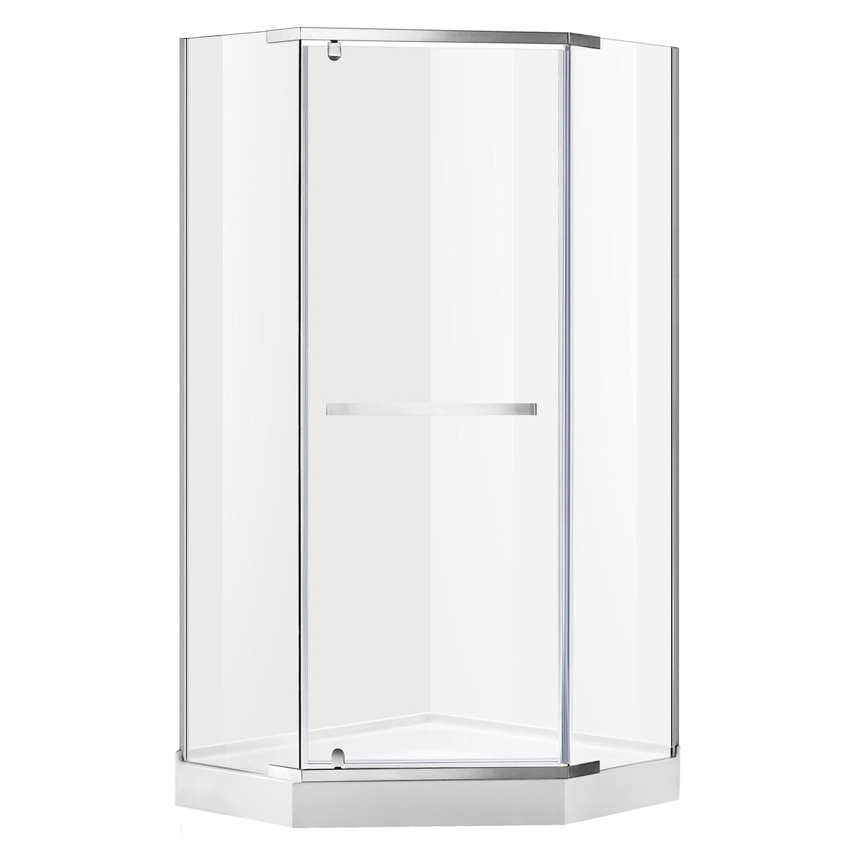 Castle Series 49 in. x 72 in. H Pivot Semi-Frameless Shower Door with Tsunami Guard Tempered Glass