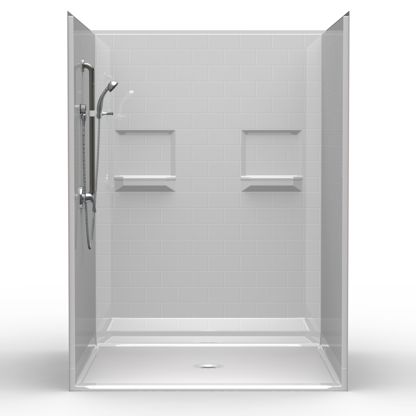 60" x 60" Roll In Shower Kit | Barrier Free Showers | Handicap Showers