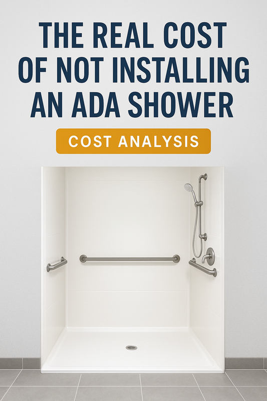 ADA shower with grab bars and barrier free entry for safe accessible bathing