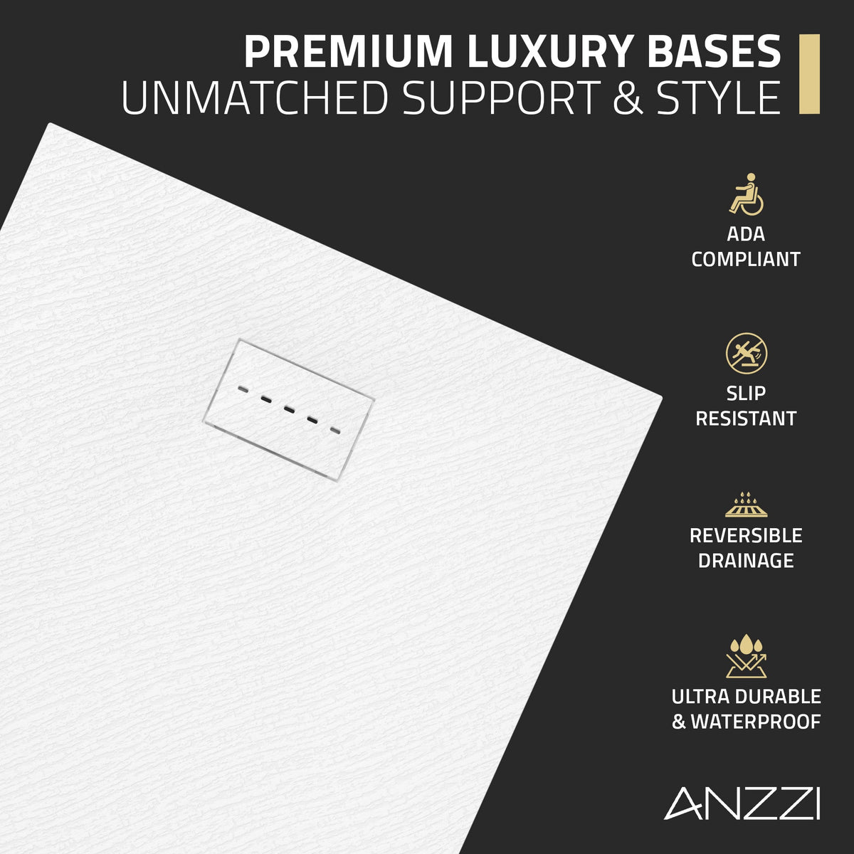 59 x 35 Shower Base, Pan Only, Barrier Free Curbless White and Slip-Resistant