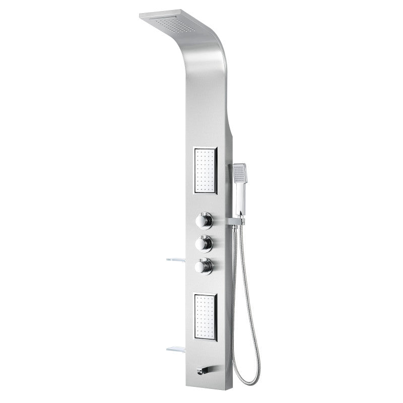 Shower Panel, FIELD Jetted Full Body Brushed Steel