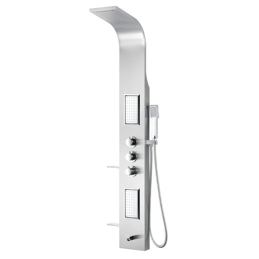 Shower Panel, FIELD Jetted Full Body Brushed Steel