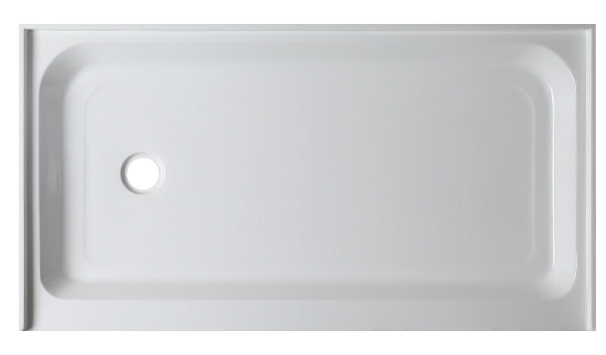 ANZZI Tier 60" x 32" Single Threshold Shower Pan, Durable Marine Grade Acrylic, cUPC Certified, 3-Wall Alcove Installati
