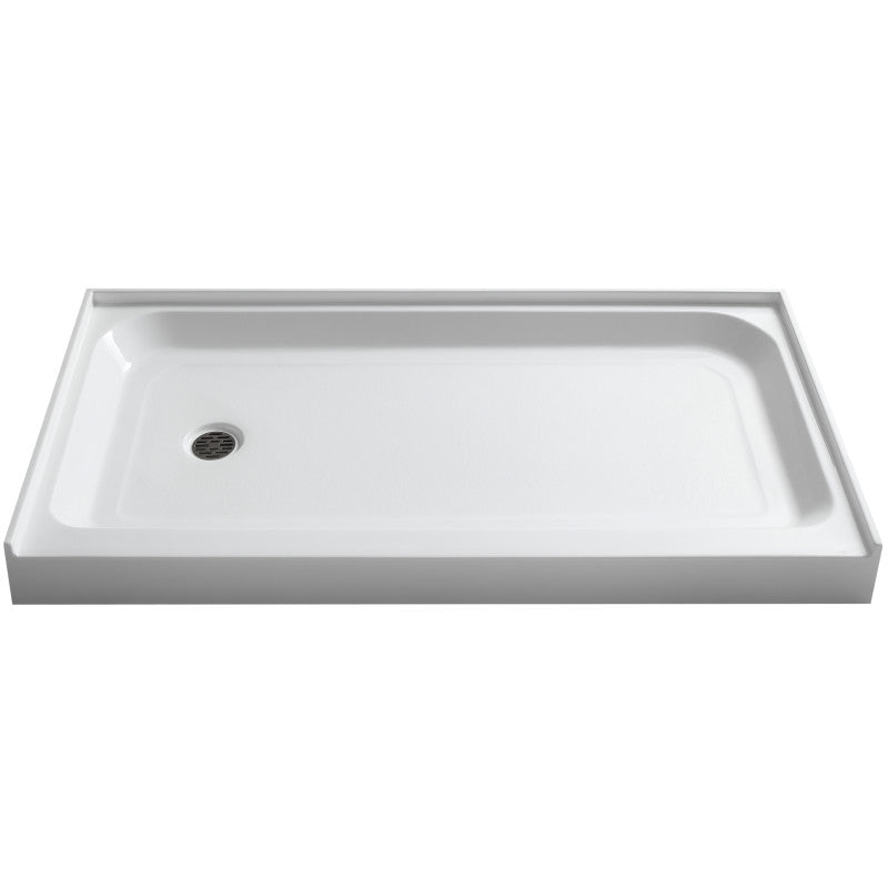 ANZZI Tier 60" x 32" Single Threshold Shower Pan, Durable Marine Grade Acrylic, cUPC Certified, 3-Wall Alcove Installati