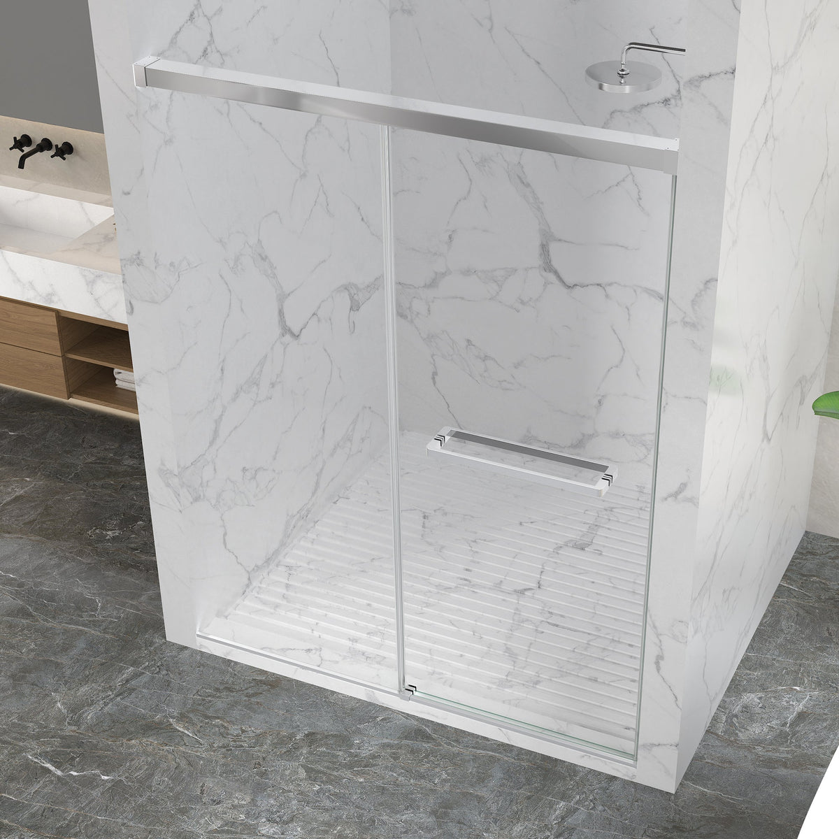 Ward Series 44 to 48 in. x 76 in. Frameless Sliding Shower Door with 3/8" (10mm) Tempered Clear Glass