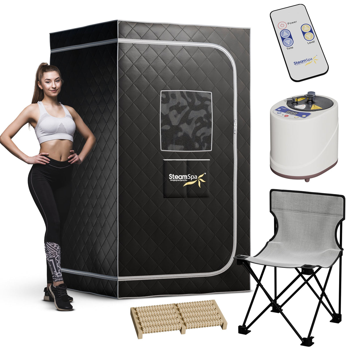 Portable Sauna, 1 Person Indoor PP Chair Black