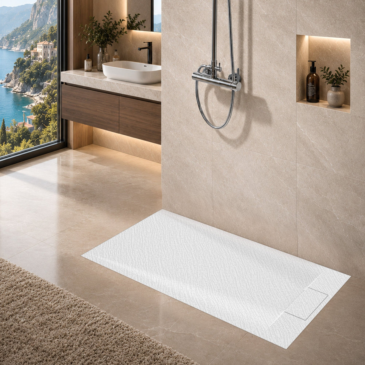 59 x 35 Shower Base, Pan Only, Barrier Free Curbless White