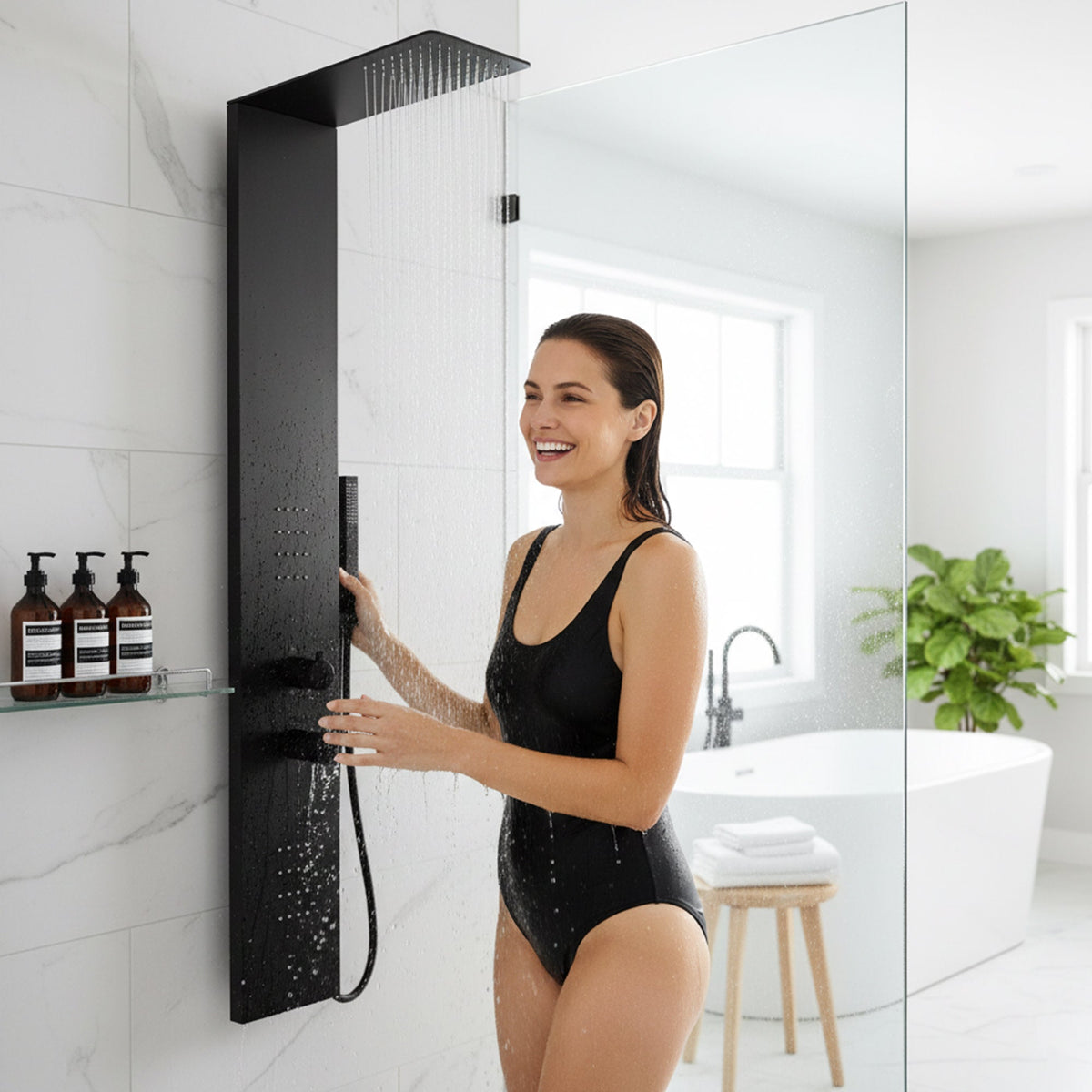 Shower Panel, Collines Jetted Tower Heavy Spray Wand