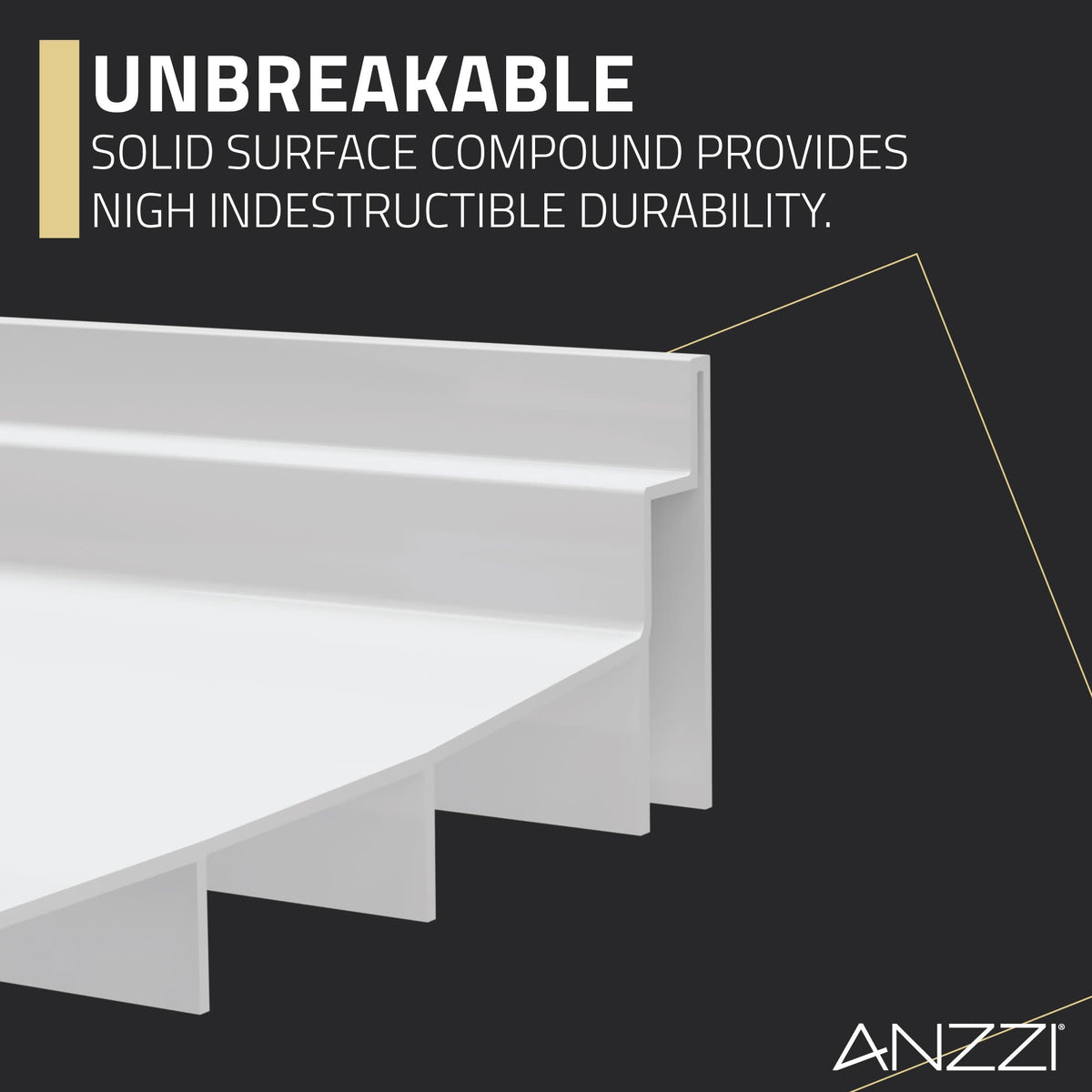 ANZZI Alexander 48" x 32" Alcove Shower Pan, Compression Molded ANR Material (3X Impact Resistant), Low Threshold, Stain
