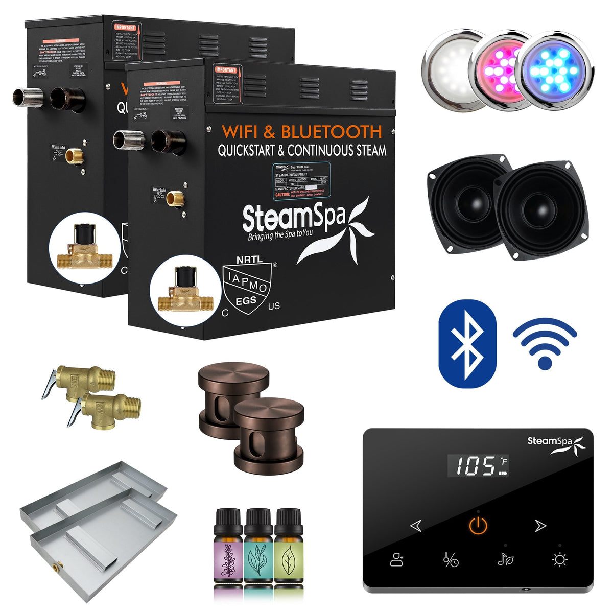 Steam Shower Generator, Full Package, Black Wireless Series