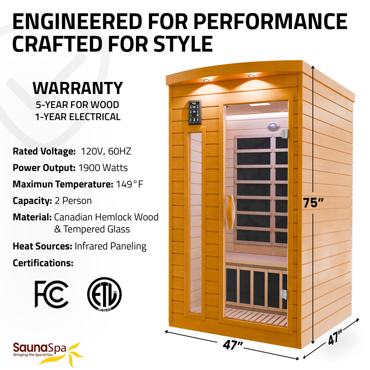 Infrared Sauna, 2 Person Indoor Cabin Chromotherapy Lighting