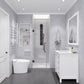 24 x 70 Frameless Shower Door, Fellow Hinged Clear/Frosted Tempered Tsunami Guard