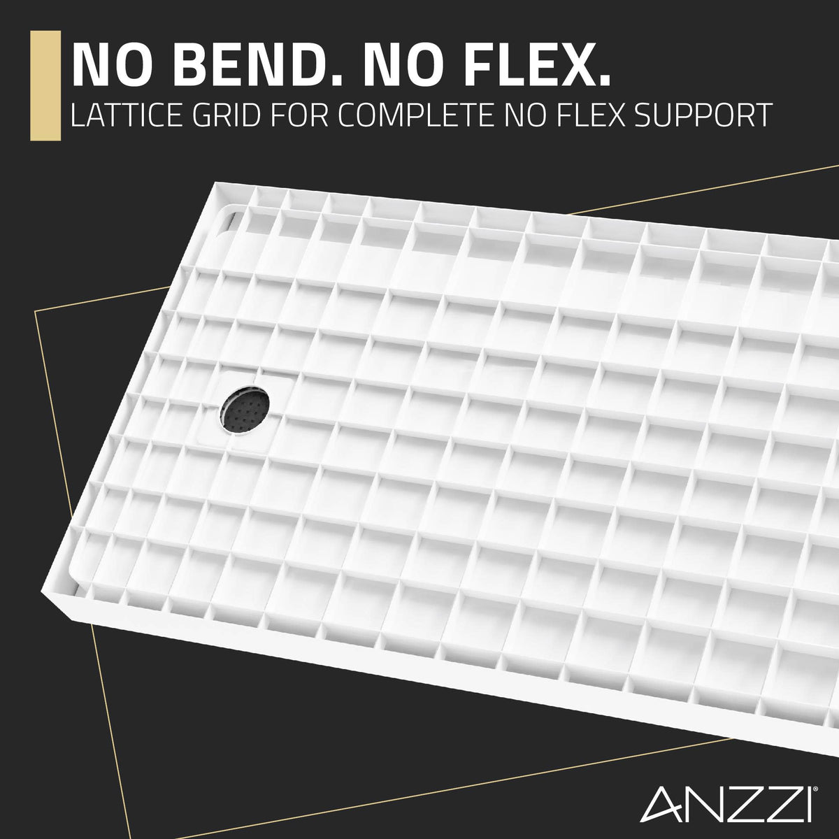 ANZZI Alexander 60" x 30" Alcove Shower Pan, Compression Molded ANR Material (3X Impact Resistant), Low Threshold, Stain