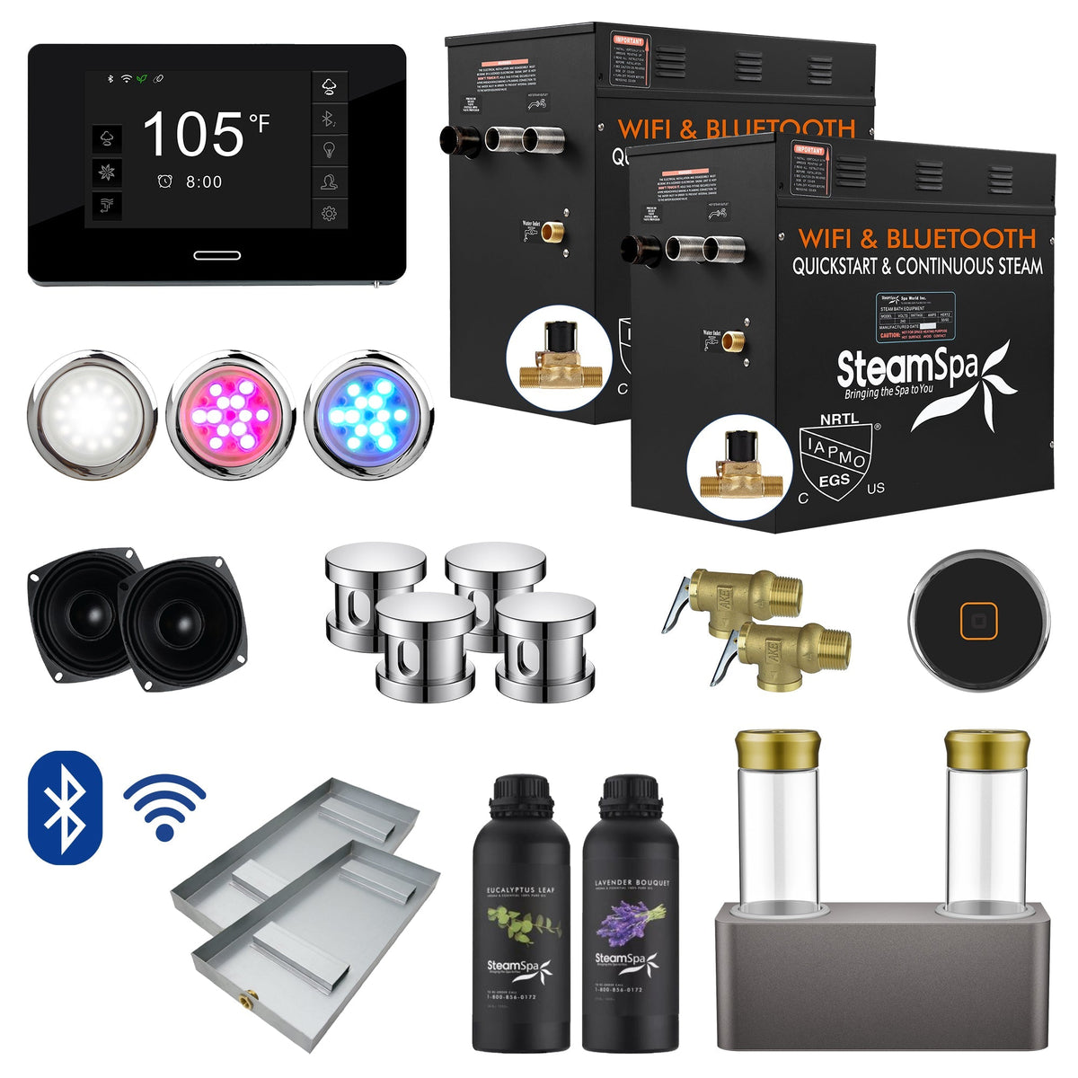 Steam Shower Generator, Full Package, Black Deluxe Series