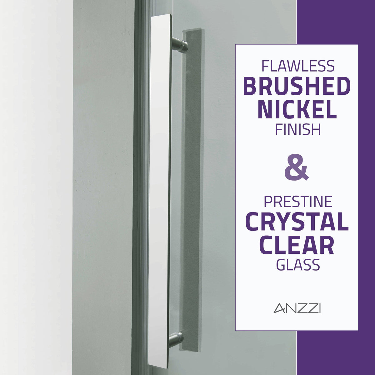 60 x 76 Frameless Shower Door, Stellar Sliding Tsunami Guard