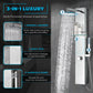Coastal Series 44 in. 2-Jetted Full Body Shower Tower System with Rainfall Showerhead and Spray Wand in Brushed Steel