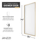 34 x 74 Framed Shower Door, Welle Fixed Screen Tempered Clear Glass