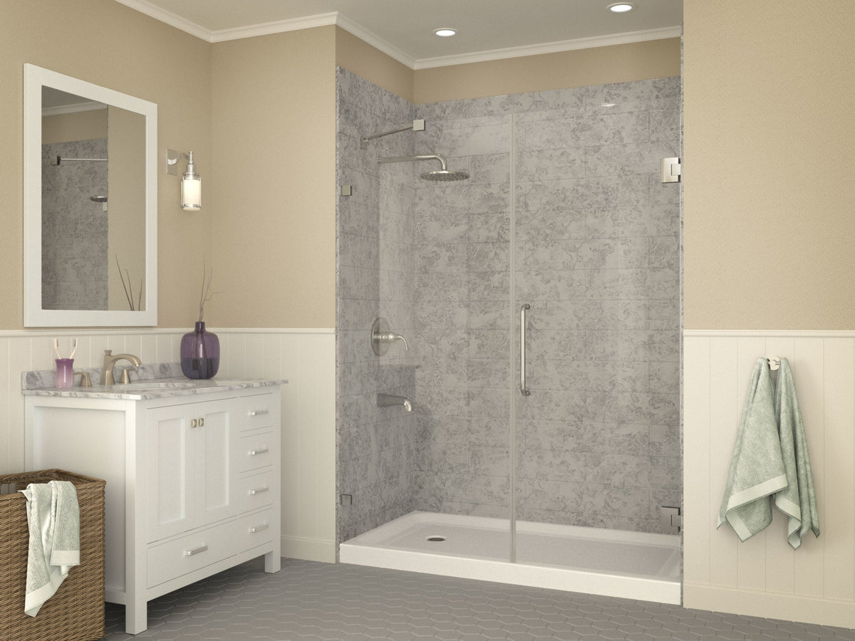 ANZZI Tier 60" x 32" Single Threshold Shower Pan, Durable Marine Grade Acrylic, cUPC Certified, 3-Wall Alcove Installati