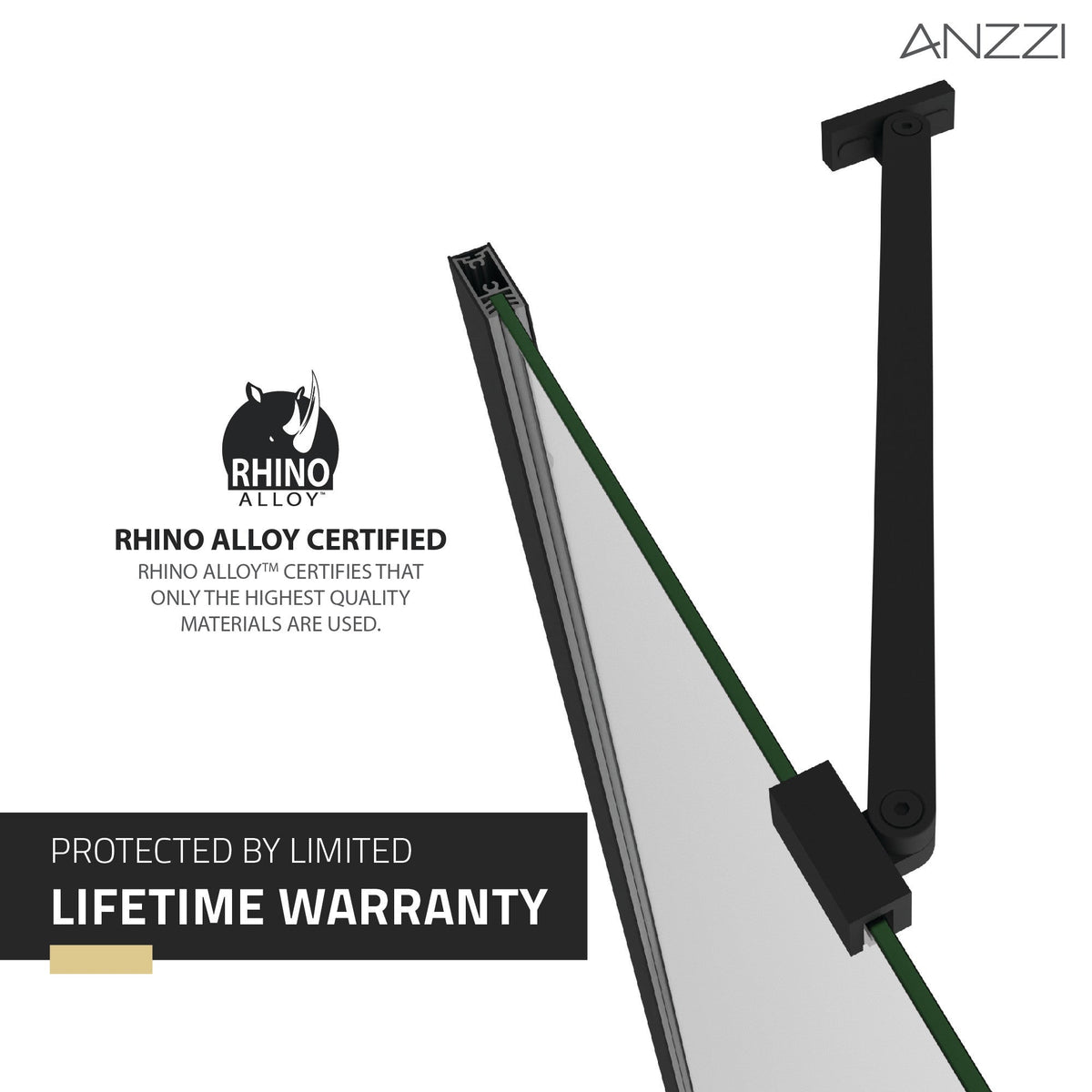 Romance Series 34 in. x 72 in. H Hinged Frameless Shower Door with Tsunami Guard Tempered Glass