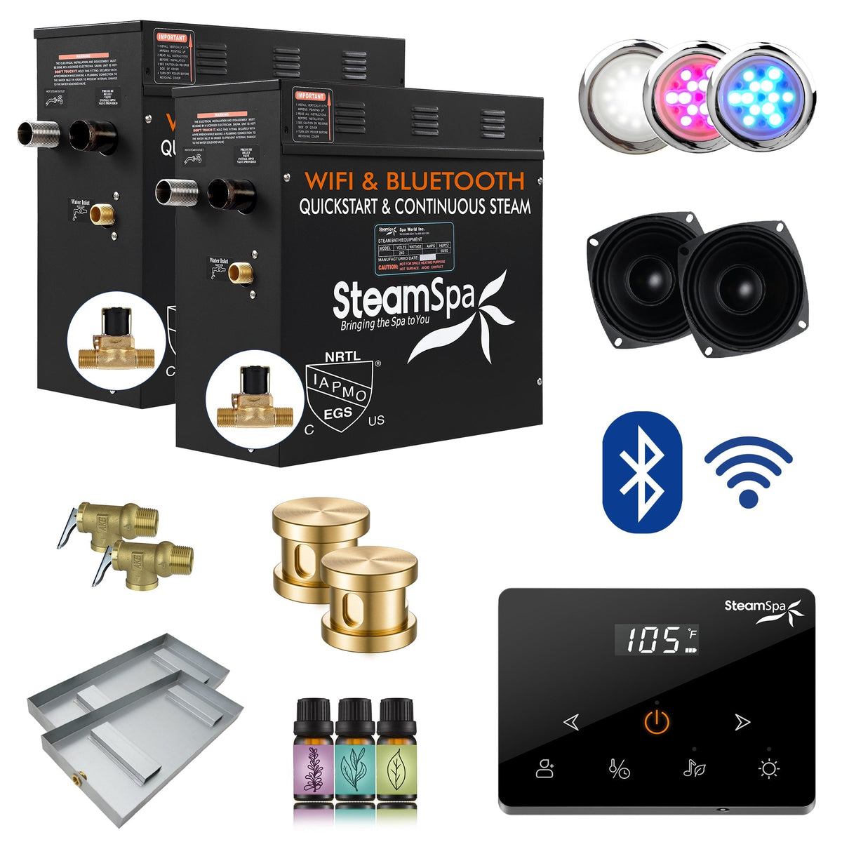 Steam Shower Generator, Full Package, Black Wireless Series