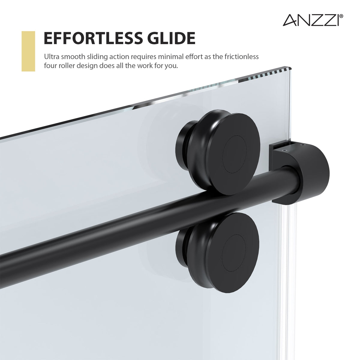 ANZZI 60 in. x 76 in. Frameless Sliding Shower Door, 3/8" TSUNAMI GUARD Glass, Exposed Rollers and RHINO ALLOY Hardware