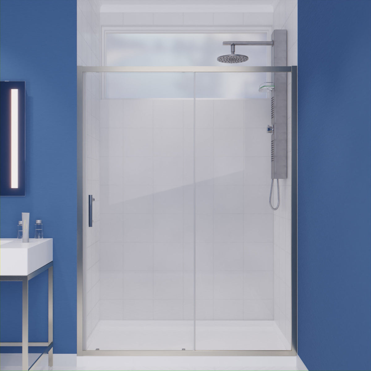 Halberd Series 47 to 48 in. x 72 in. Sliding Framed Shower Door  with Tsunami Guard Tempered Glass