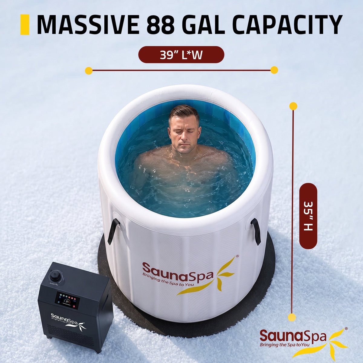 Cold Plunge Tub, Arctic Fox Person Inflatable Kit Gray