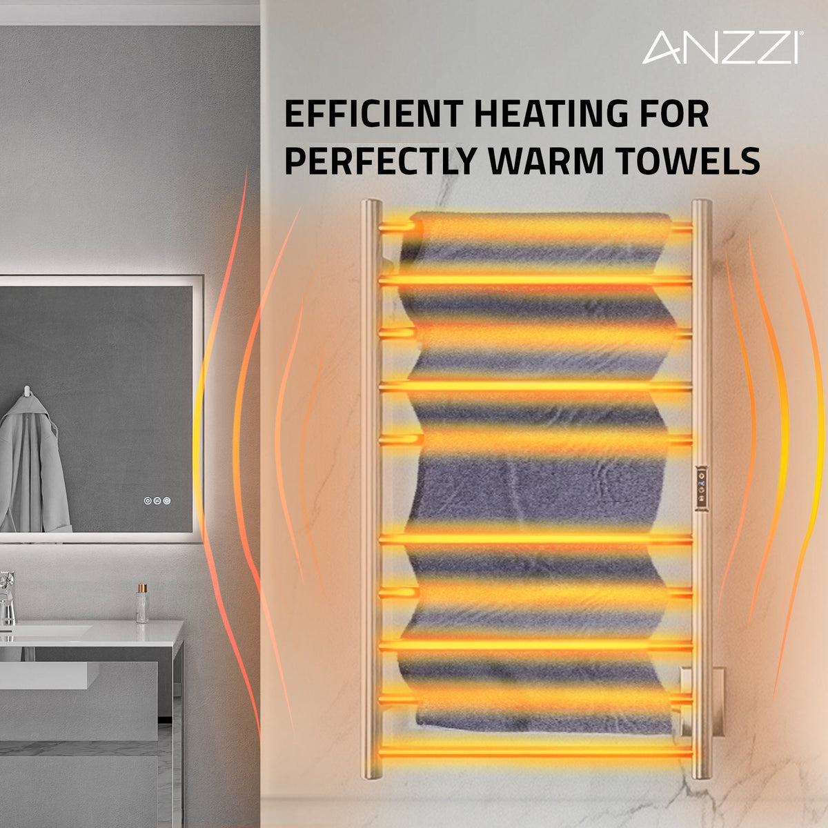 Towel Warmer, ANZZI Crete Bar Mounted