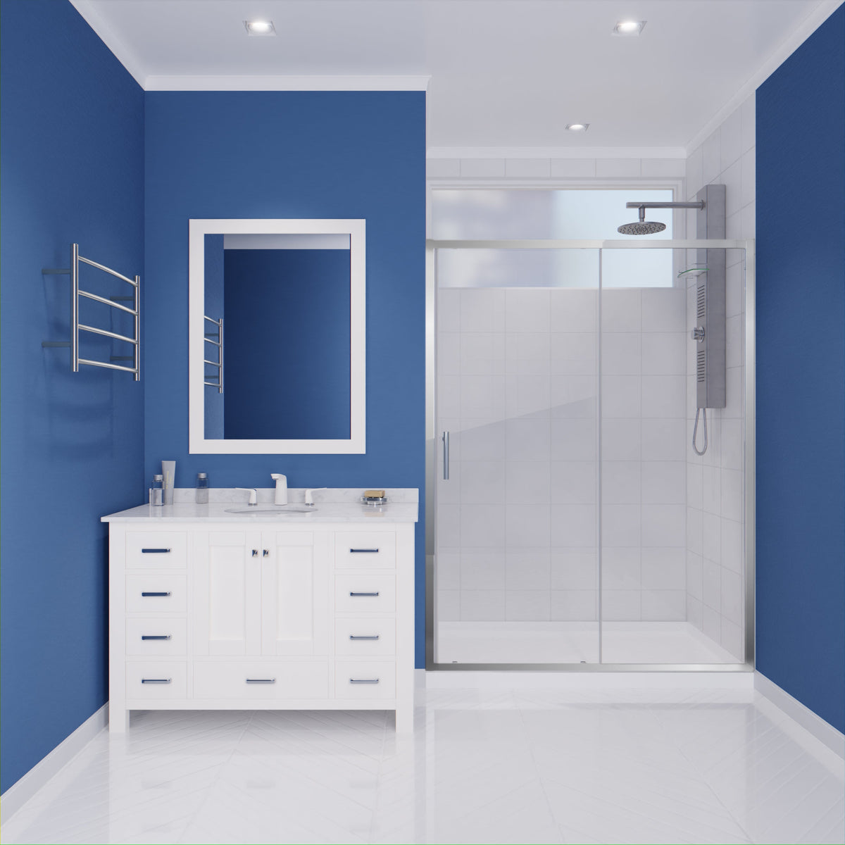 Halberd Series 59 to 60 in. x 72 in. Sliding Framed Shower Door with Tsunami Guard Tempered Glass
