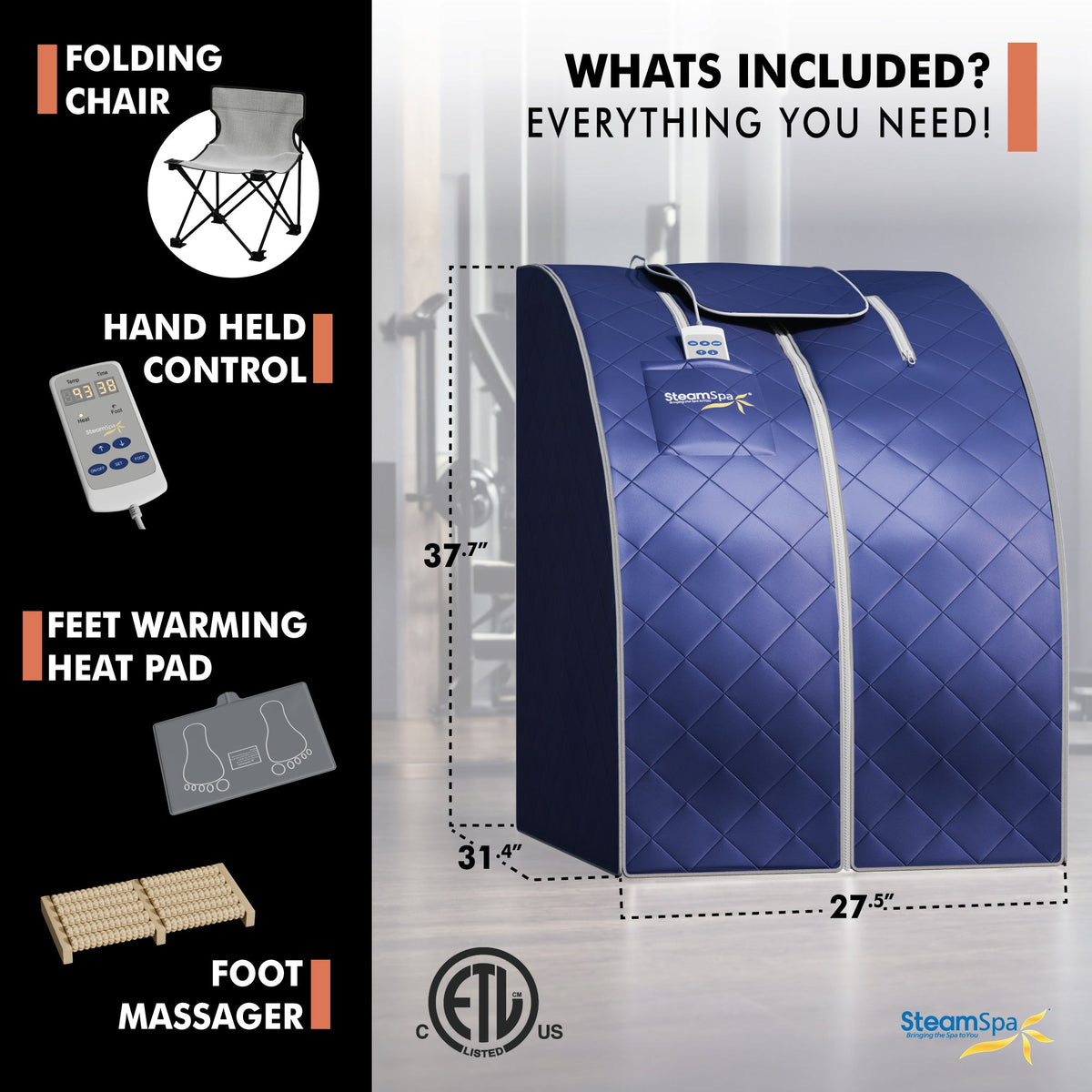 Portable Sauna, 1 Person Indoor PP Chair Blue