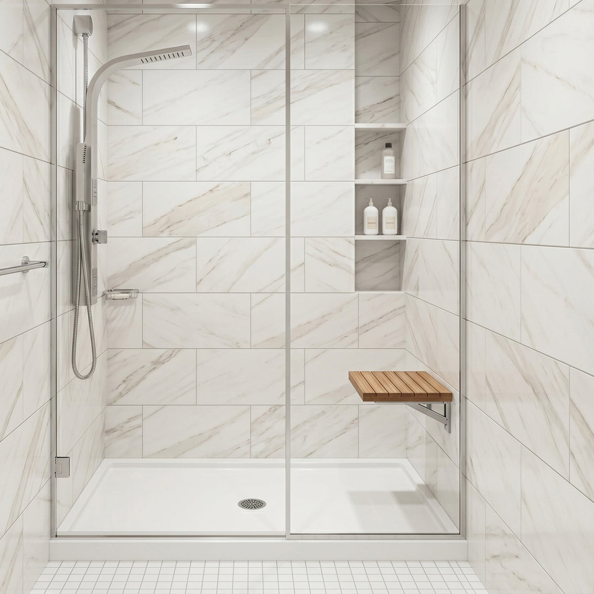 Shower Seat, Goreme Teak Mounted Folding