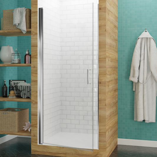 29 x 72 Semi-Frameless Shower Door, Lancer Hinged Tsunami Guard