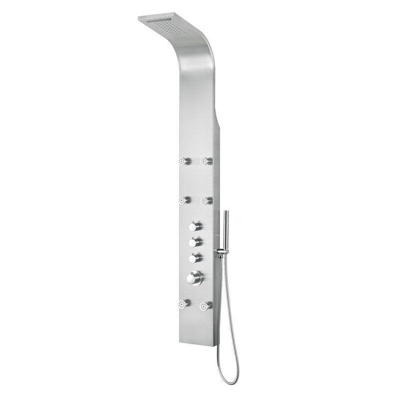 Fontan 64 in. 6-Jetted Full Body Shower Panel System with High-Pressure Rainfall Shower and Spray Wand in Brushed Steel