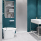 Fellow Series 24 in. x 70 in. Frameless Hinged Shower Door with Clear/Frosted Tempered Glass and Tsunami Guard