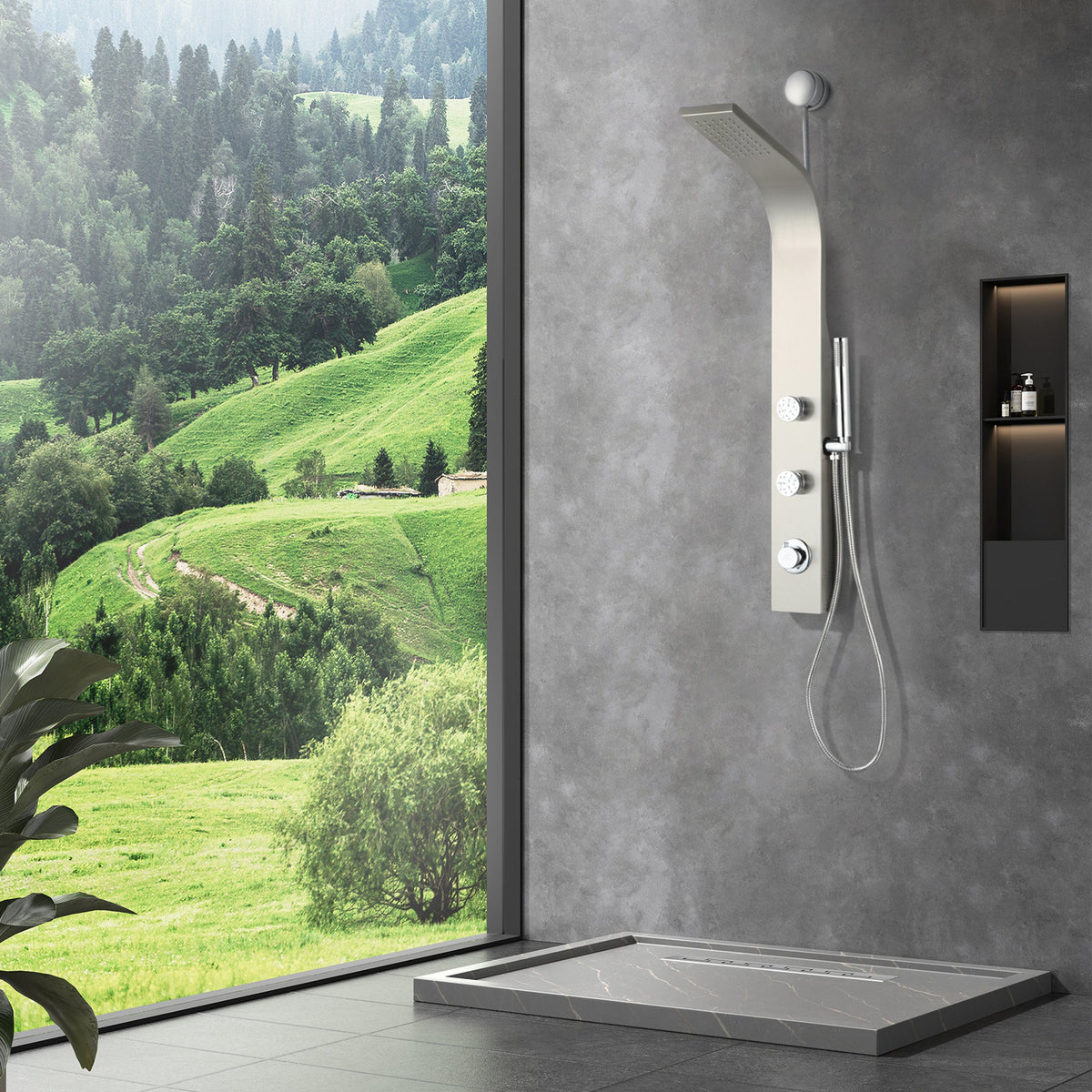 Shower Panel, Cici Jetted Tower Heavy Spray Wand