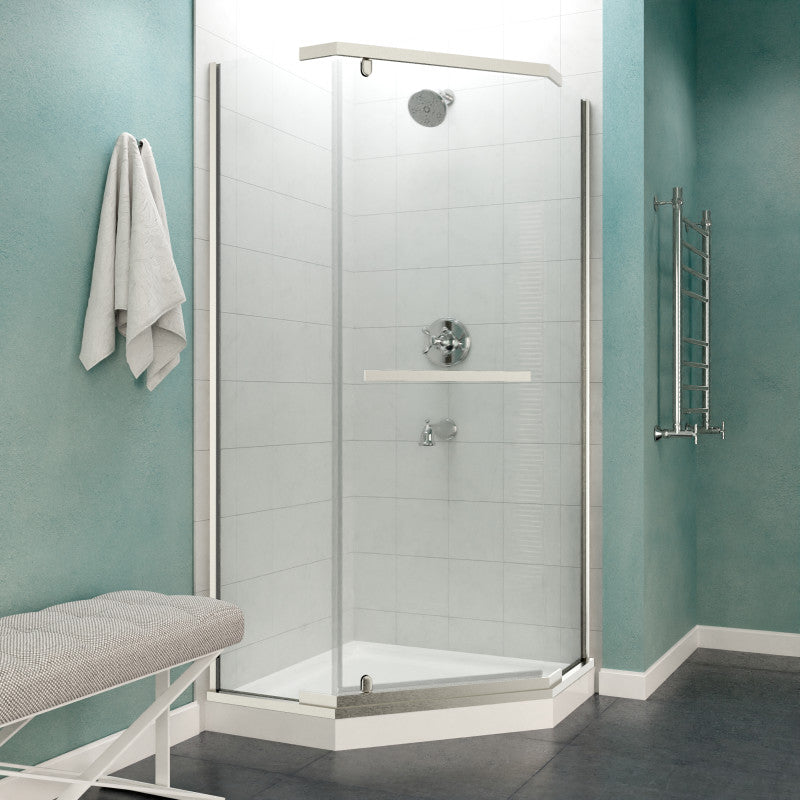49 x 72 Semi-Frameless Shower Door, Castle Pivot Tsunami Guard Tempered Glass