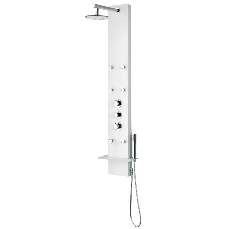 Donna Series 60 in. 6-Jetted Full Body Shower Panel with Heavy Rain Shower and Body Jets and Spray Wand in White