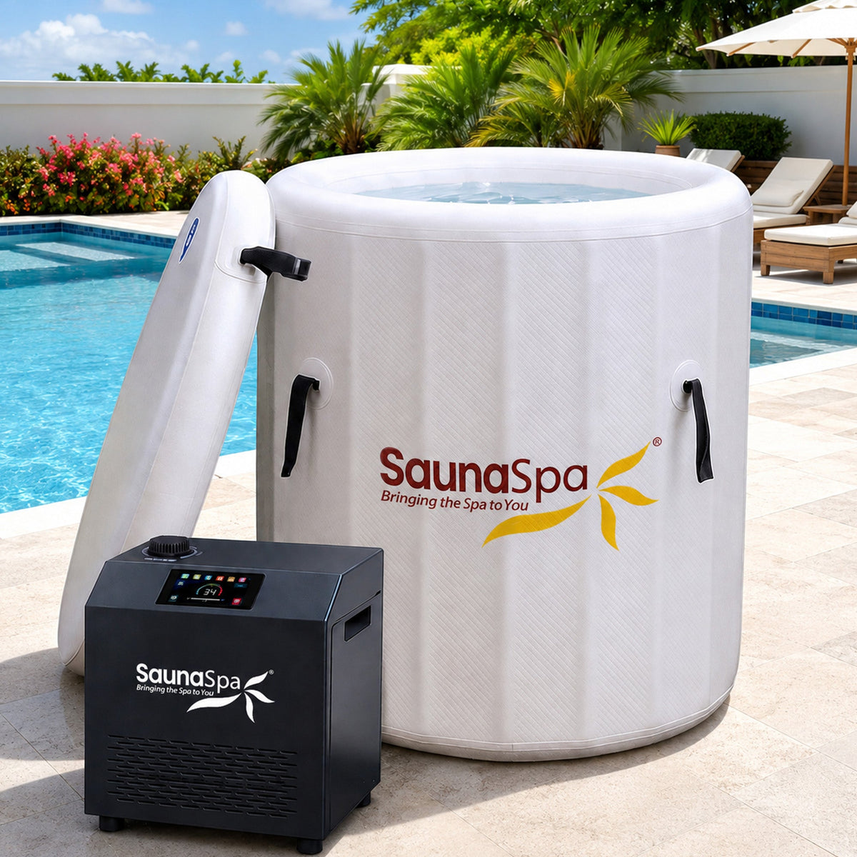 Cold Plunge Tub, Arctic Fox Person Inflatable Kit Gray