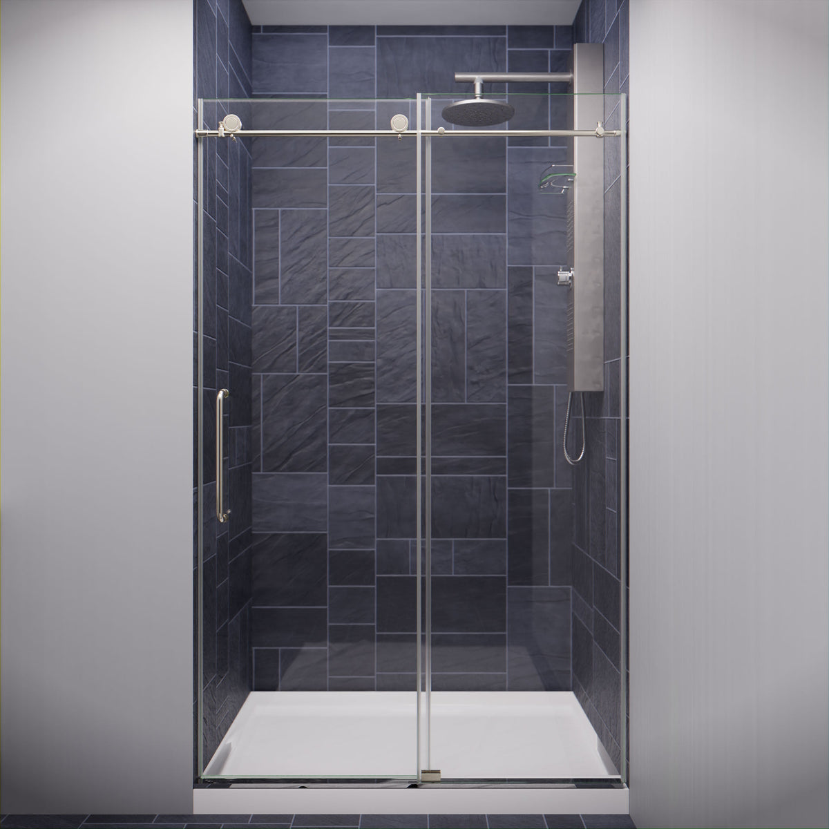 Madam Series 44 to 48 in. x 76 in. Sliding Frameless Shower Door with Tsunami Guard Tempered Glass