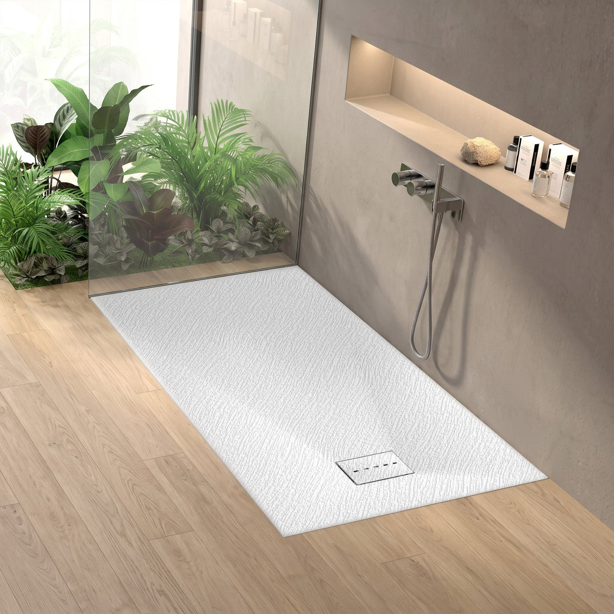 59 x 35 Shower Base, Pan Only, Barrier Free Curbless White and Slip-Resistant