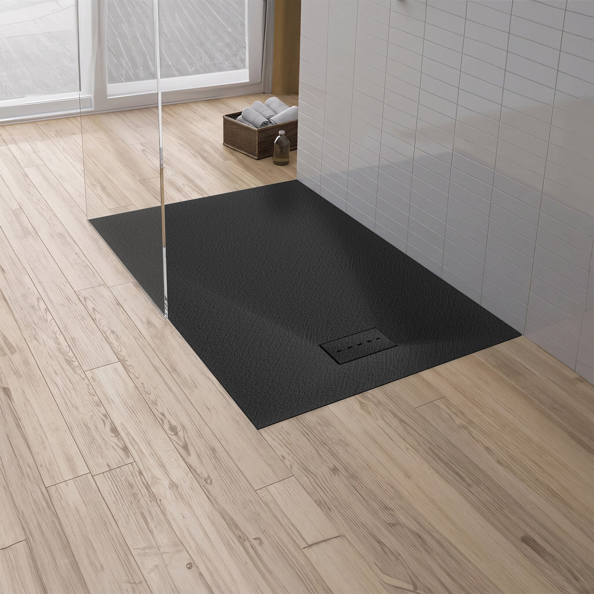 59 x 35 Shower Base, Pan Only, Barrier Free Curbless Black and Slip-Resistant