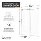 54 x 76 Frameless Shower Door, Madam Sliding Tempered Clear