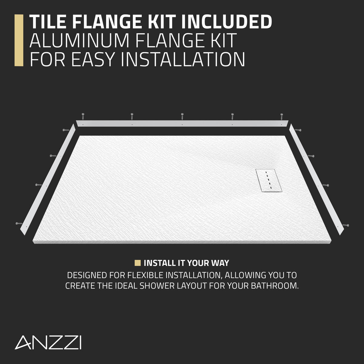 59 x 35 Shower Base, Pan Only, Barrier Free Curbless White and Slip-Resistant