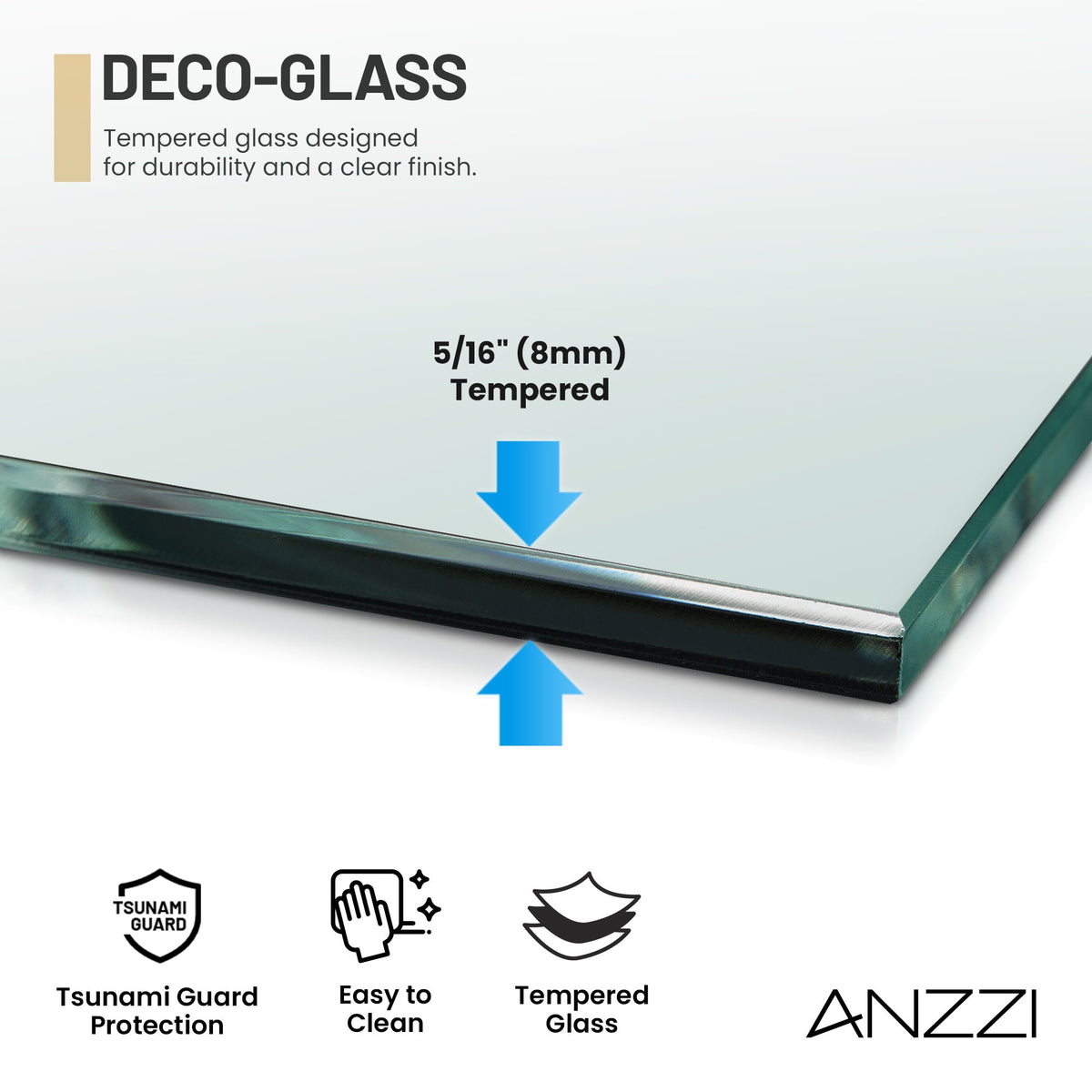 Welle 34 in. x 74 in. Framed Fixed Shower Screen Door with 5/16" (8mm) Tempered Fluted or Clear Glass