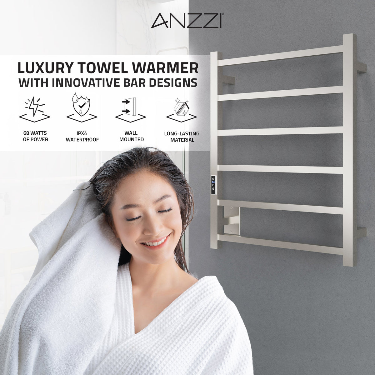 Towel Warmer, ANZZI Charles Bar Mounted
