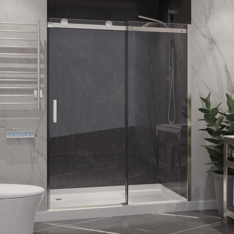 60 x 76 Frameless Shower Door, Rhodes Sliding Tsunami Guard