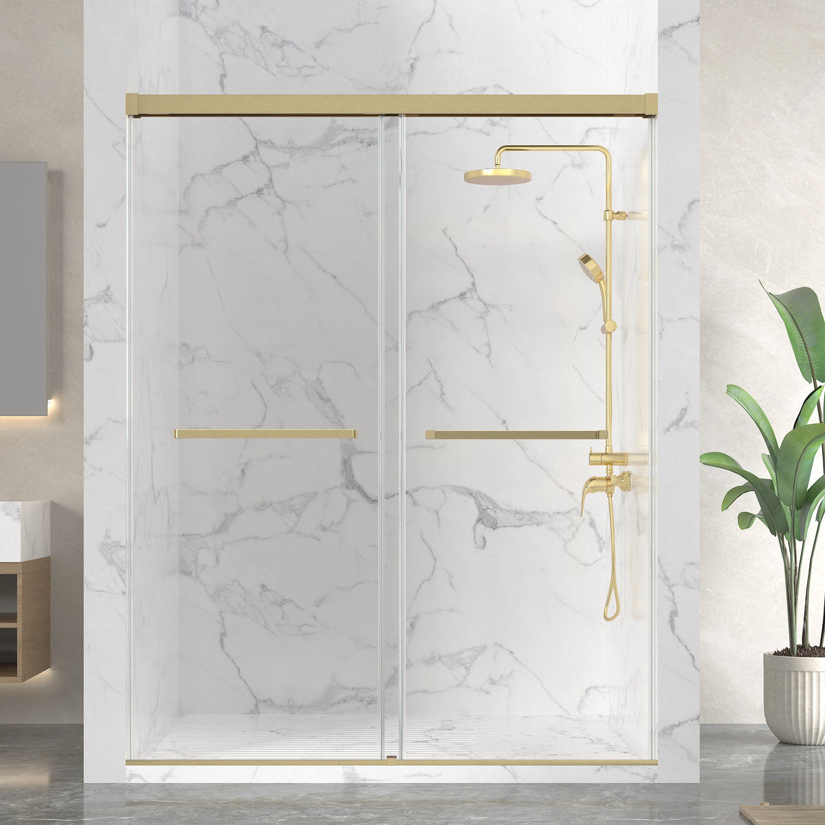 60 x 76 Frameless Shower Door, Ward Sliding Tempered Clear 10mm Glass
