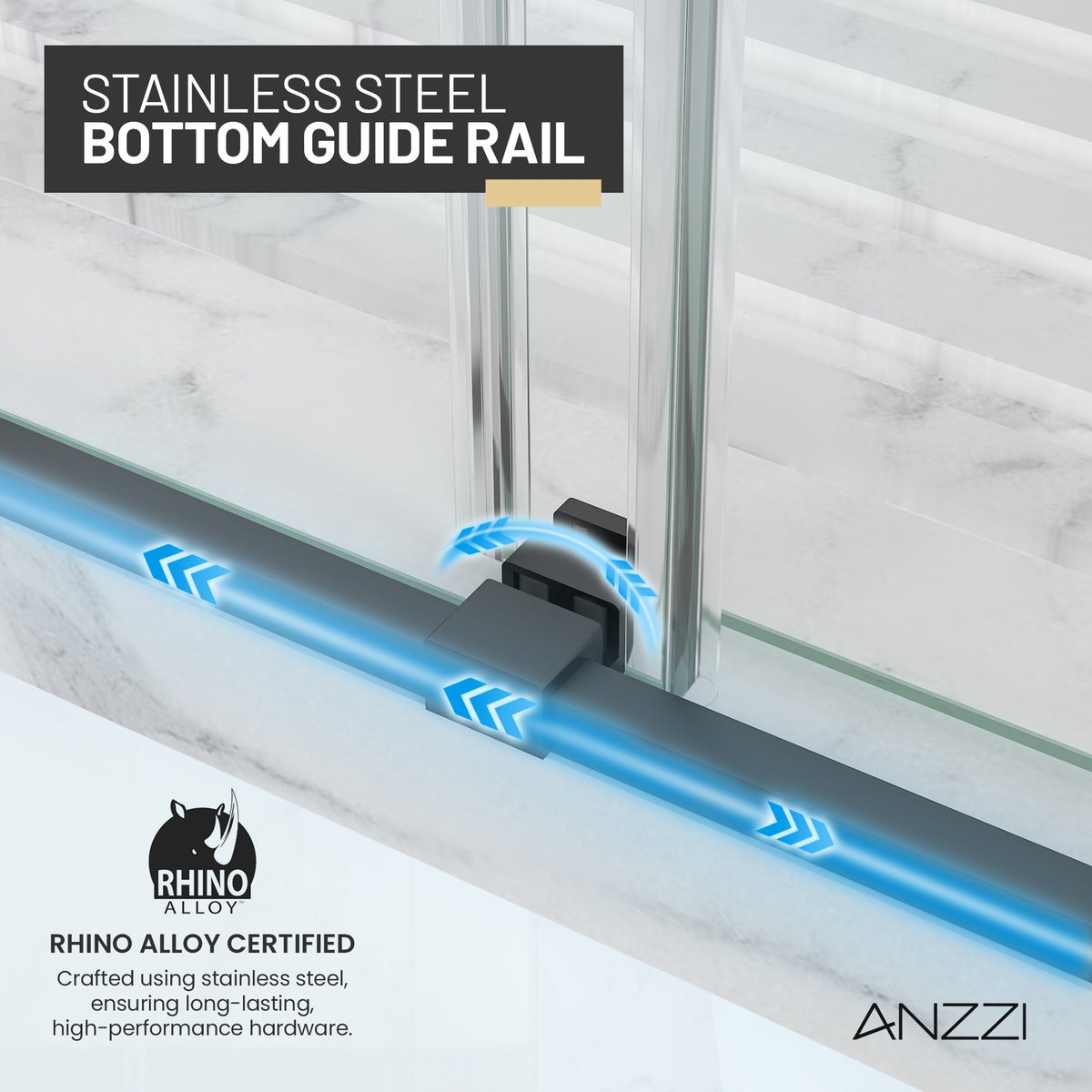 Ward Series 56 to 60 in. x 76 in. Frameless Sliding Shower Door with 3/8" (10mm) Tempered Clear Glass