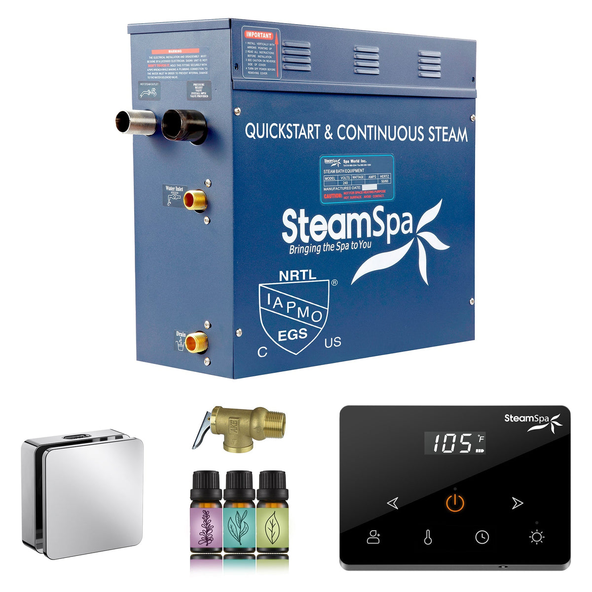 Steam Shower Generator, Full Package, Oasis Wireless New Square